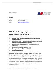MTU Onsite Energy brings gas power solutions to North America
