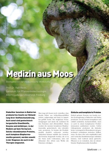 Medizin aus Moos - bioss - Albert-Ludwigs-Universität Freiburg