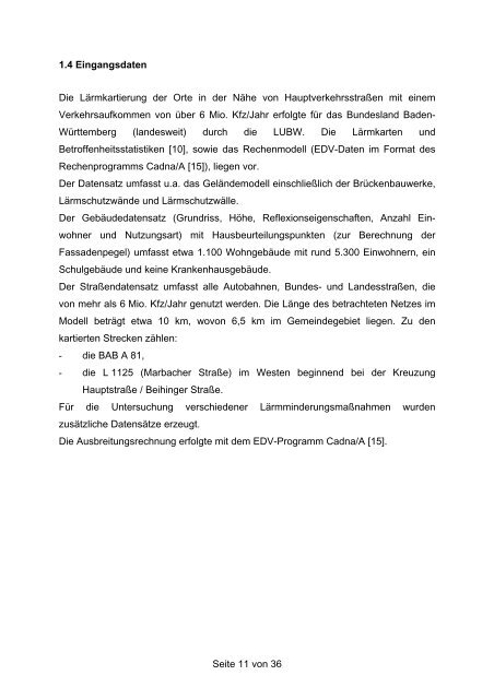 Lärmaktionsplan Pleidelsheim - Gemeinde Pleidelsheim