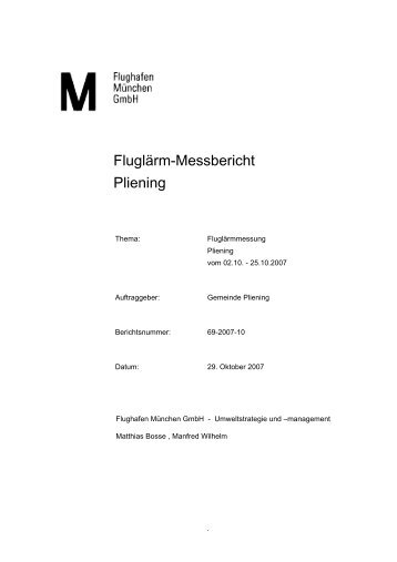 Fluglärm-Messbericht Pliening - Gemeinde Pliening