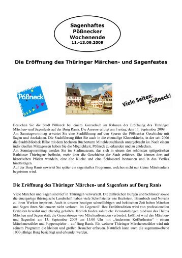 Angebot Sagenfest - Stadt Pößneck