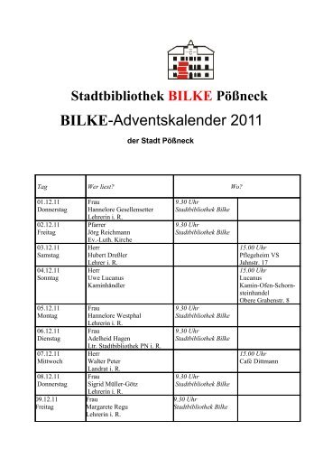 BILKE-Adventskalender 2011 - Stadt Pößneck