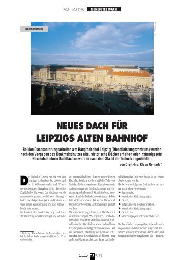 neues dach für leipzigs alten bahnhof - Pohlen Bedachungen GmbH ...
