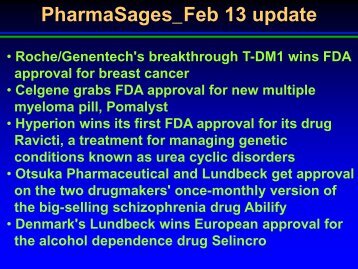 FDA approved drugs in Feb., 2013