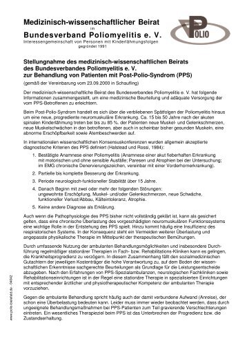 Medizinisch-wissenschaftlicher Beirat Bundesverband Poliomyelitis ...