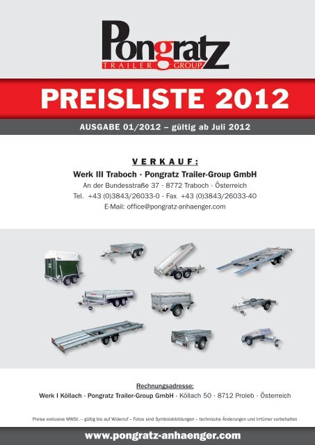 Preisliste 2012 - Pongratz Trailer Group