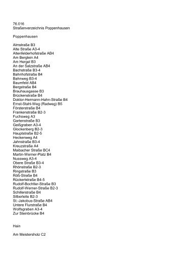 76.016 Straßenverzeichnis Poppenhausen Poppenhausen ...