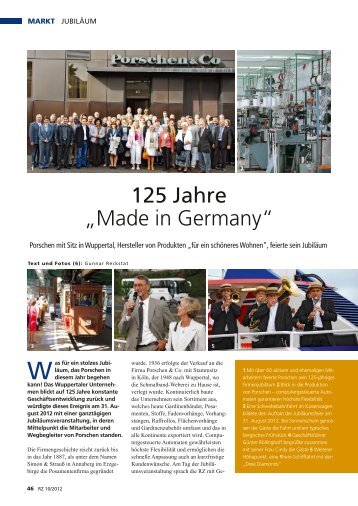 125 Jahre âMade in Germanyâ - Porschen