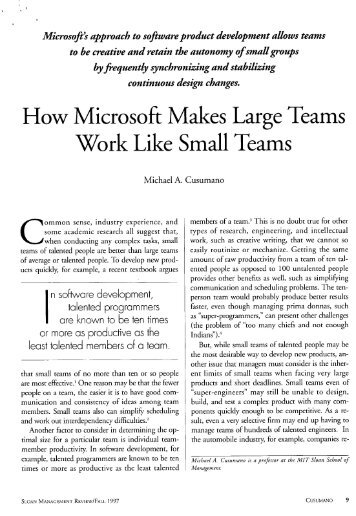 How Microsoft Makes Large Teams Work Like Small Teams