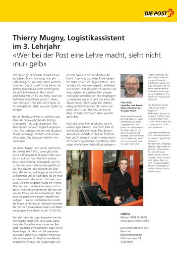 Thierry Mugny, Logistikassistent im 3. Lehrjahr - Die Schweizerische ...
