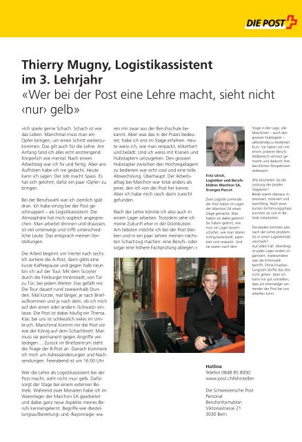 Thierry Mugny, Logistikassistent im 3. Lehrjahr - Die Schweizerische ...