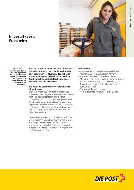 Factsheet Import/Export: Frankreich - Die Schweizerische Post