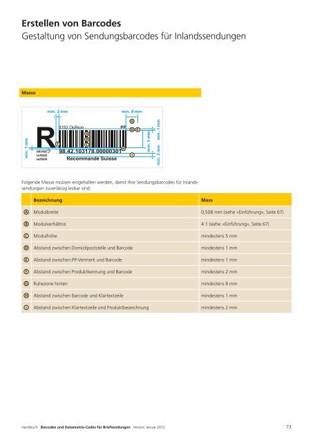 Barcodes und Datamatrix-Codes für Briefsendungen - Die ...