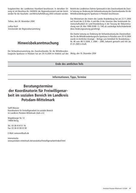 Öffentlich-rechtlicher Vertrag - Landkreis Potsdam-Mittelmark