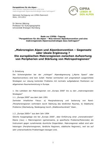 .;makroregion Alpen und Alpenkonvention -; Gegensatz oder ideale ...
