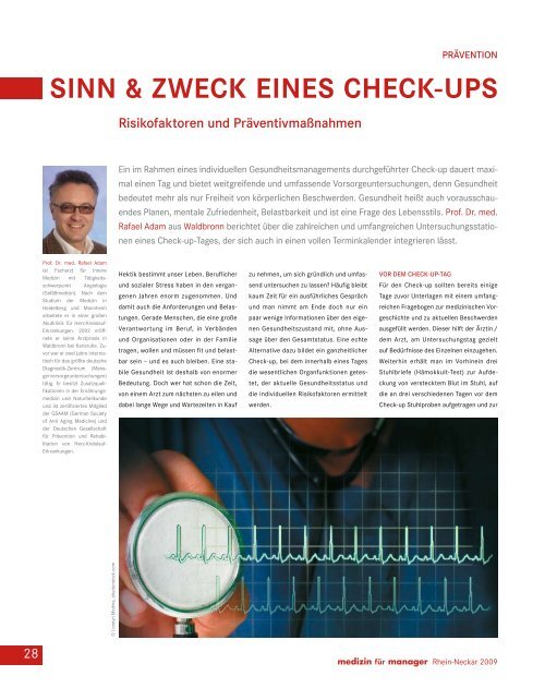 Sinn & Zweck eines Check-ups.pdf - Prof. Dr. med. Rafael Adam