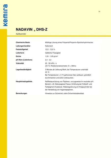 TDS NADAVIN DHS-Z deutsch - PRECHEL GmbH