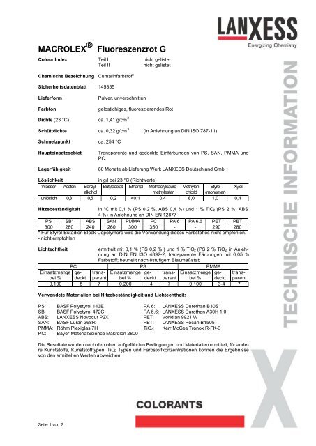 MACROLEX® Fluoreszenzrot G - PRECHEL GmbH