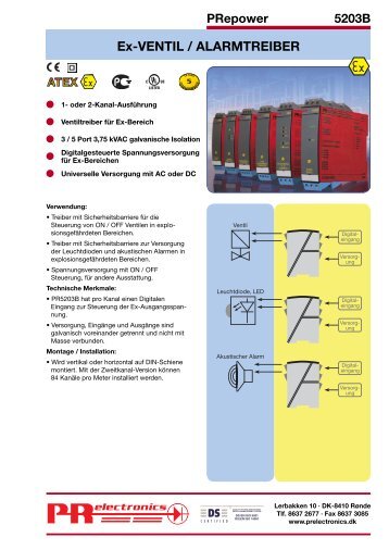 Ex-VENTIL / ALARMTREIBER - PR electronics