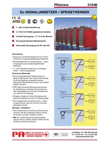 Ex-SIGNALUMSETZER / SPEISETRENNER - PR electronics