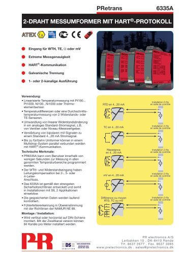 PRetrans 6335A 2-DRAHT MESSUMFORMER MIT ... -  PR electronics