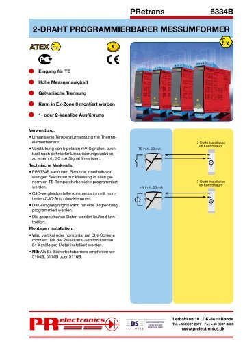 PRetrans 6334B 2-DRAHT ... - PR electronics