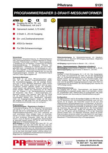 programmierbarer 2-draht-messumformer - PR electronics