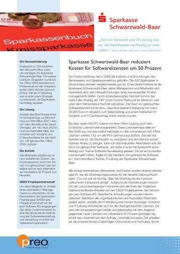 Sparkasse Schwarzwald-Baar reduziert Kosten für ... - preo AG