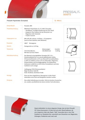Pressalit Papierhalter (Duroplast) Nr. 480xxx ... - Pressalit Care