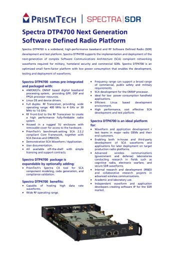 Spectra DTP4700 is a wideband, high-performance ... - PrismTech