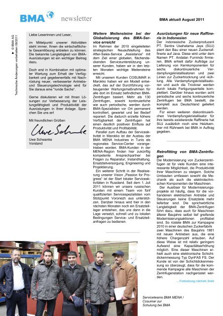 newsletter - BMA - Braunschweigische Maschinenbauanstalt AG