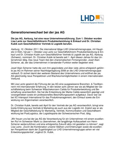 Generationenwechsel bei der jas AG