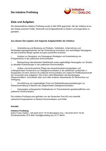 Profil der Iniative ProDialog - Initiative ProDialog