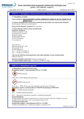 karta charakterystyki preparatu (substancji) niebezpiecznej