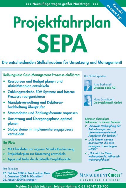 Projektfahrplan SEPA -  Die Projektfabrik GmbH