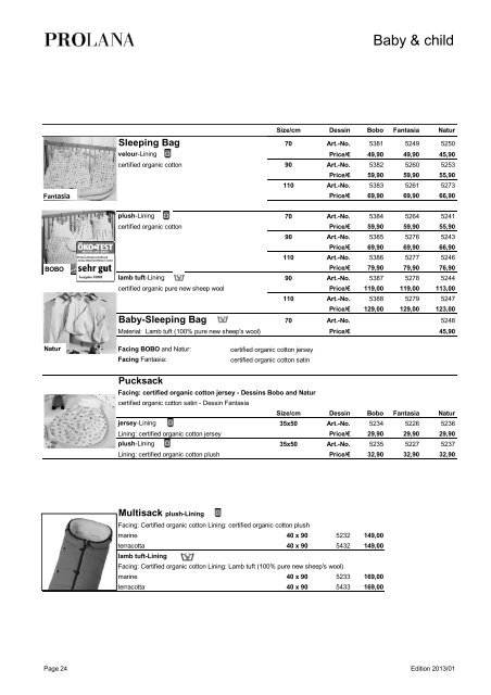 Pricelist - Prolana