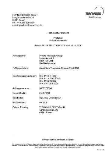 TÜV NORD CERT  GmbH Langemarckstraße 20 ... - Prolyte