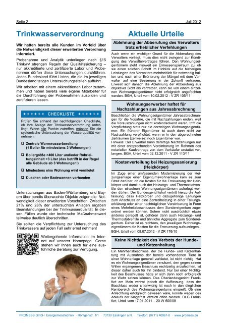 Kundeninformation 07/2012 - PROMESS GmbH