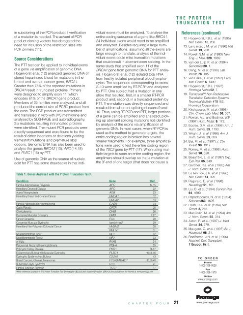 The Protein Truncation Test - Promega