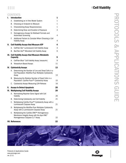 Cell Viability Protocols and Applications Guide - Promega