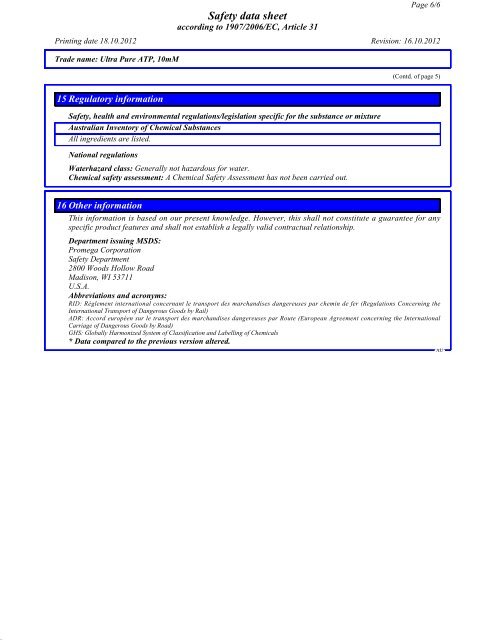 MSDS - Promega