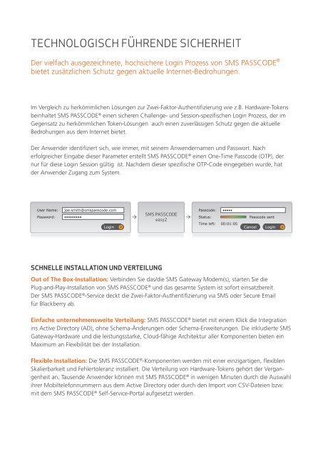Datenblatt SMS PASSCODE