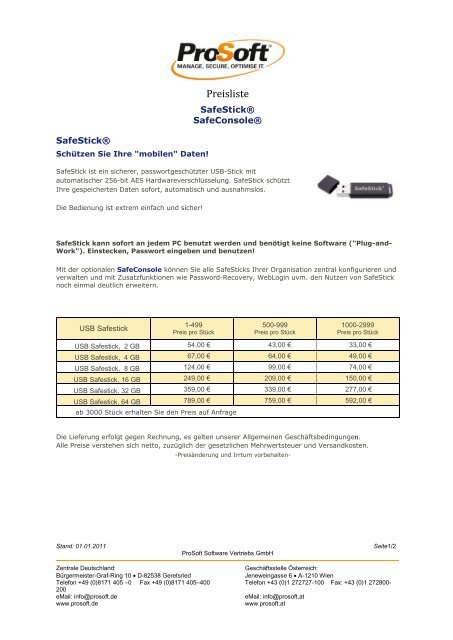 ProSoft Software Vertriebs GmbH ï· Bgm