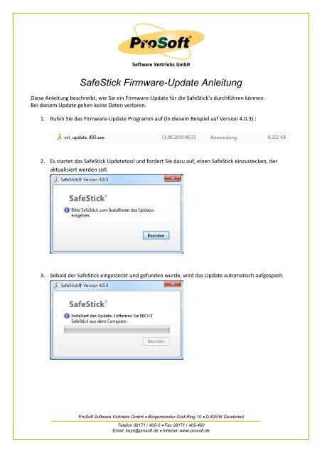 Firmware-Update Anleitung - ProSoft Software Vertriebs GmbH