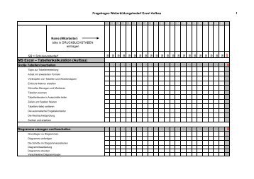 MS Excel â Tabellenkalkulation (Aufbau)