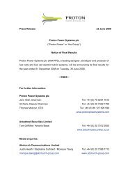 Notice of Final Results Proton Power  Systems plc - Proton Motor ...