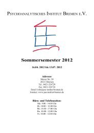Sommersemester 2012 - Psychoanalytisches Institut Bremen eV