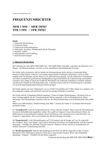 Technische Dokumentation/Bedienungsanleitung MFR 3 MM / 3MM3
