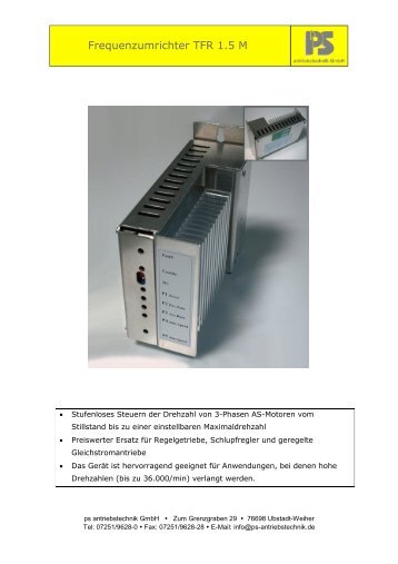 Frequenzumrichter TFR 1.5 M - PS Antriebstechnik