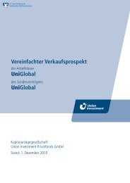 Vereinfachter Verkaufsprospekt UniGlobal UniGlobal